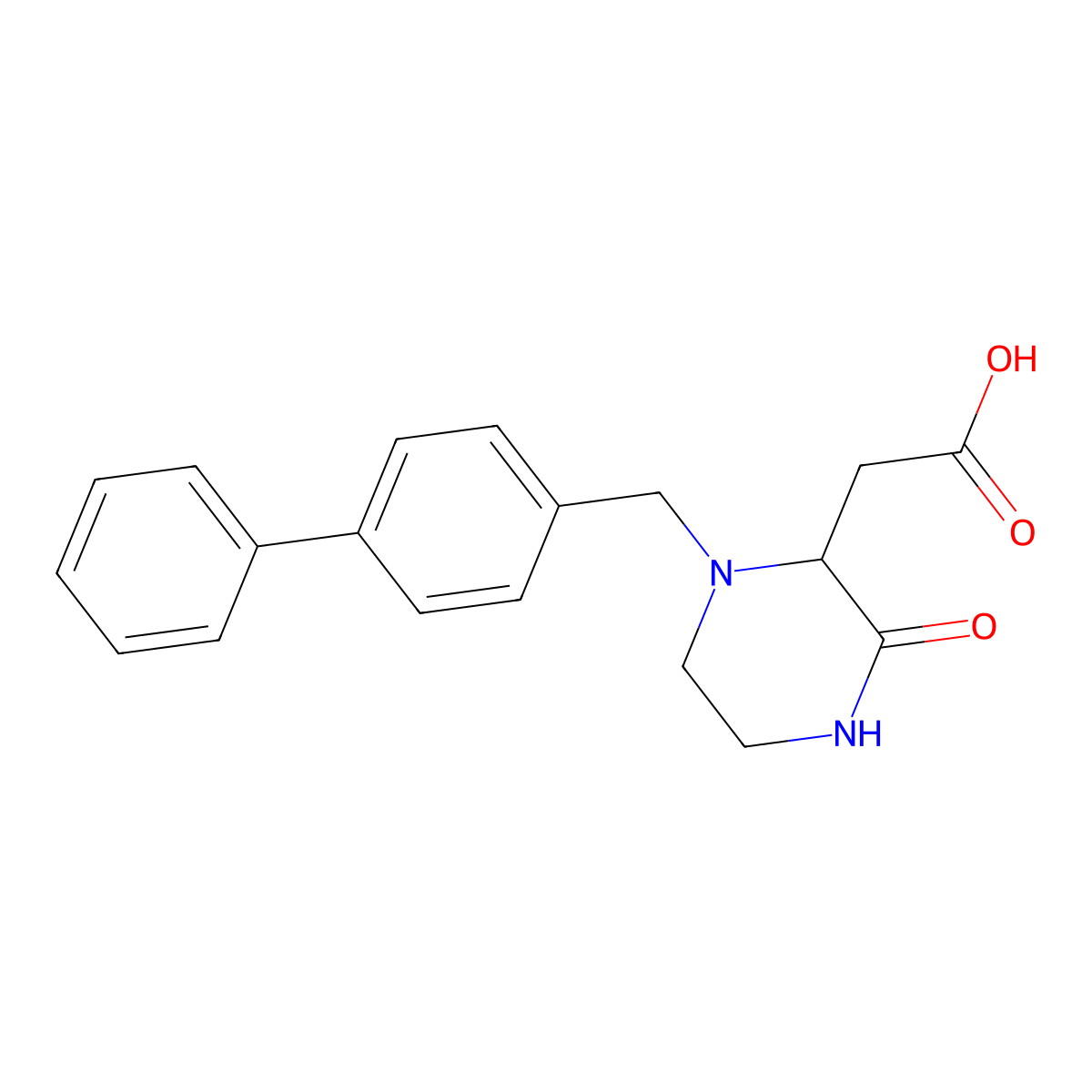 [1-(4-Biphenylylmethyl)-3-oxo-2-piperazinyl]-acetic acid molecular structure, CAS 1023919-66-5