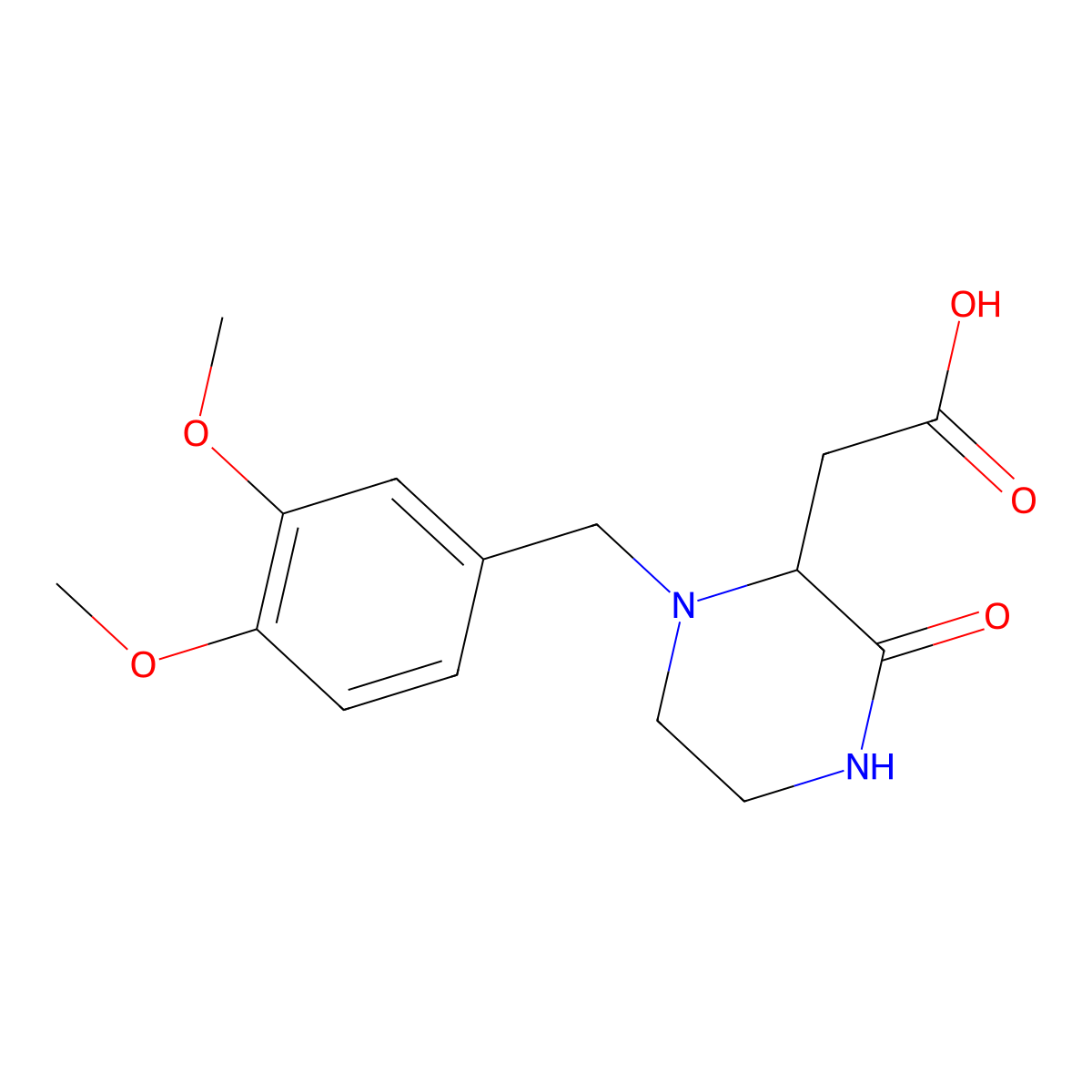 2-[1-(3,4-Dimethoxybenzyl)-3-oxo-2-piperazinyl]-acetic acid molecular structure, CAS 1023919-67-6