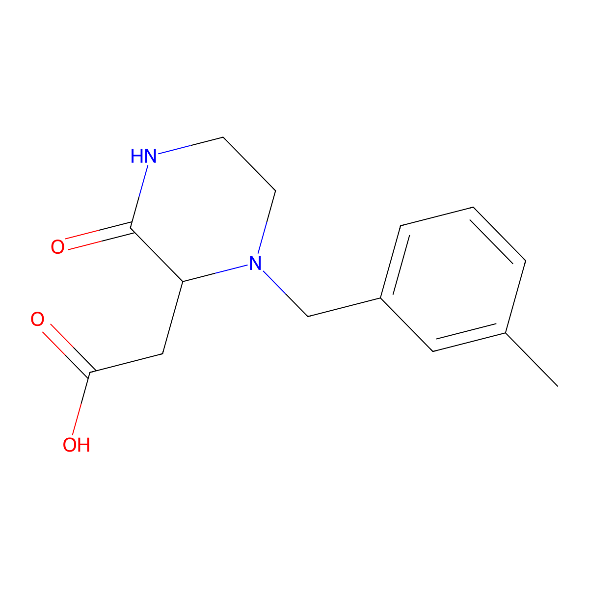 [1-(3-Methylbenzyl)-3-oxo-2-piperazinyl]acetic acid molecular structure, CAS 1023919-68-7