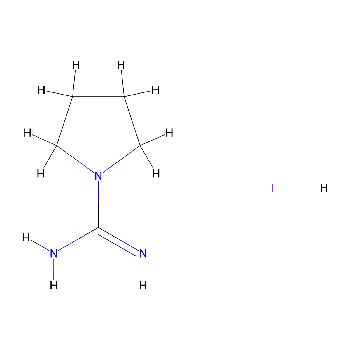 Pyrrolidine-1-carboximidamide Hydroiodide molecular structure, CAS 102392-83-6