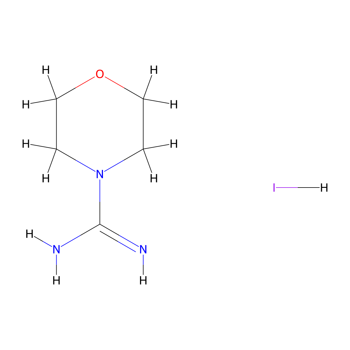 Morpholine-4-carboximidamide Hydroiodide molecular structure, CAS 102392-87-0