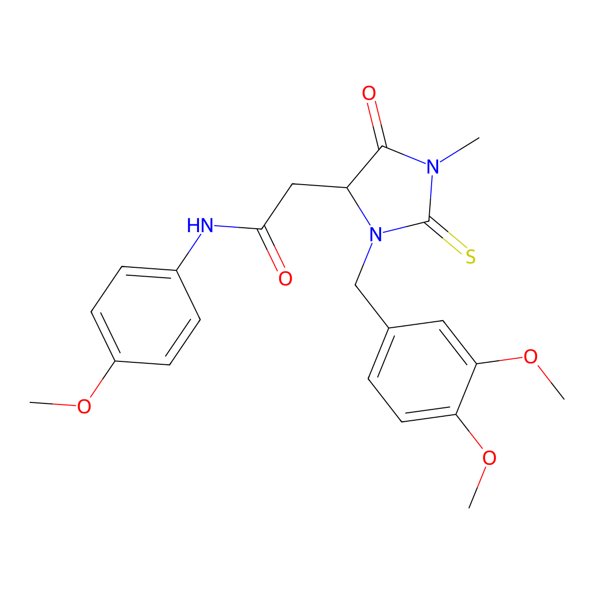 2-[3-(3,4-dimethoxybenzyl)-1-methyl-5-oxo-2-thioxoimidazolidin-4-yl]-N-(4-methoxyphenyl)acetamide molecular structure, CAS 1023920-01-5