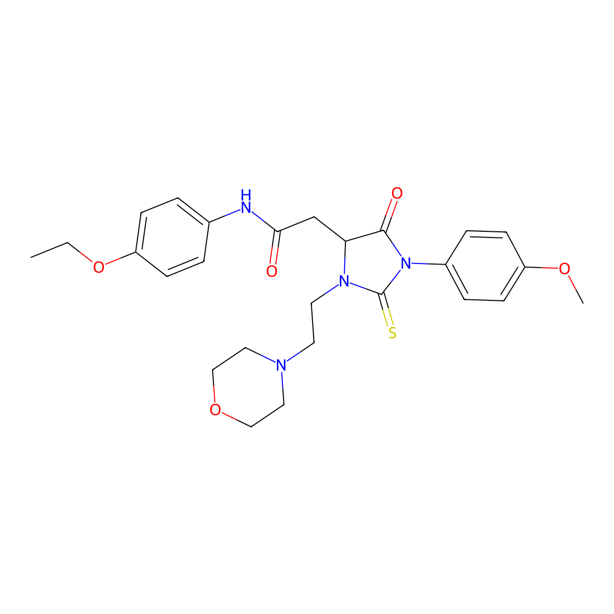 N-(4-ethoxyphenyl)-2-[1-(4-methoxyphenyl)-3-(2-morpholin-4-ylethyl)-5-oxo-2-sulfanylideneimidazolidin-4-yl]acetamide molecular structure, CAS 1023920-02-6