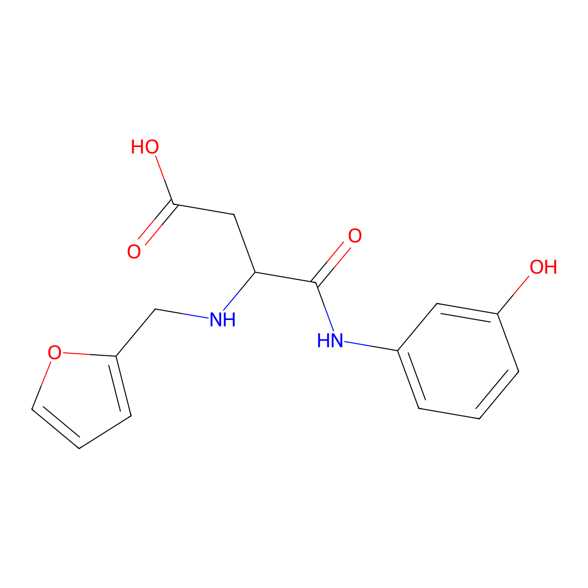 3-[(Furan-2-ylmethyl)-amino]-N-(3-hydroxy-phenyl)-succinamic acid molecular structure, CAS 1023920-29-7