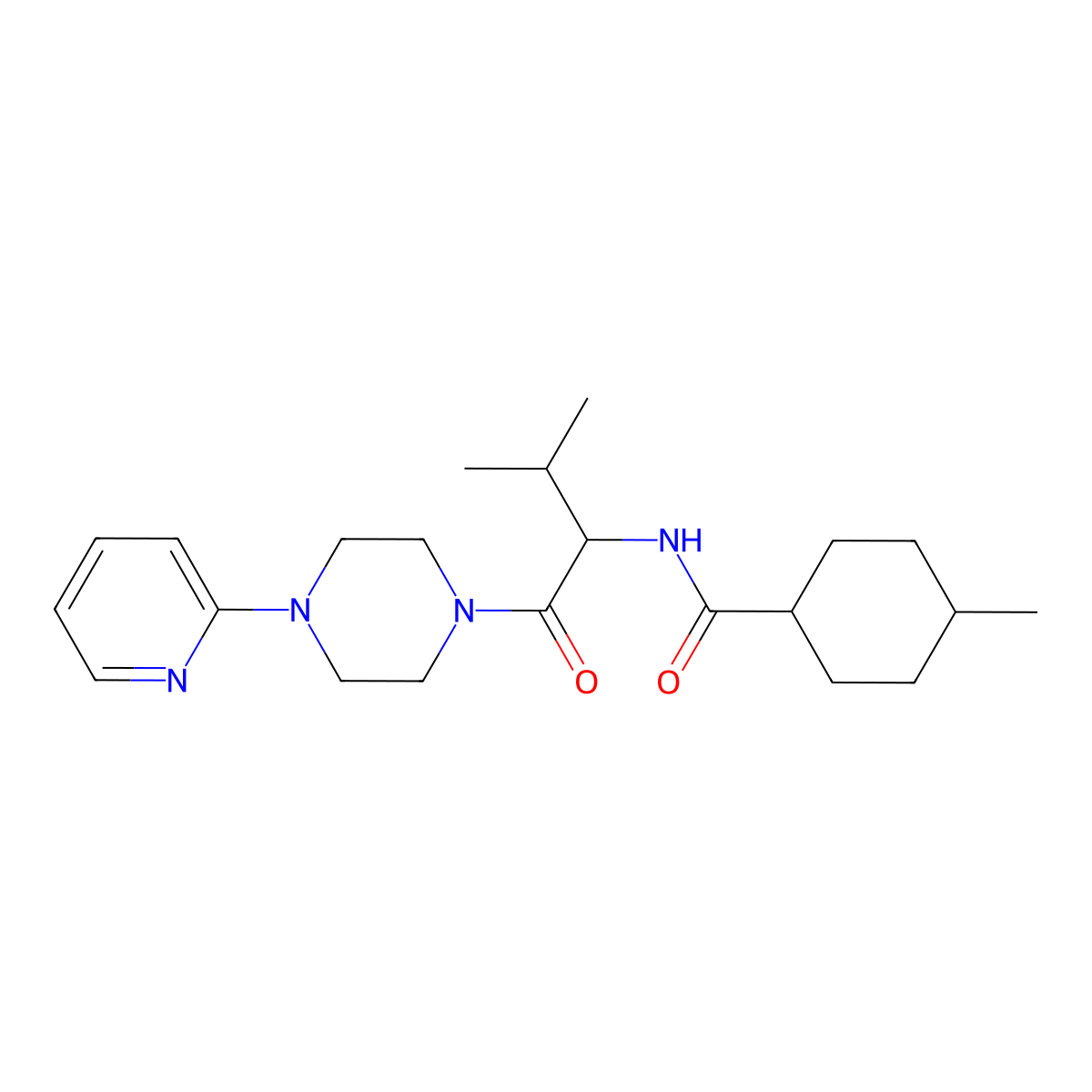 4-methyl-N-{3-methyl-1-oxo-1-[4-(pyridin-2-yl)piperazin-1-yl]butan-2-yl}cyclohexanecarboxamide molecular structure, CAS 1023930-21-3