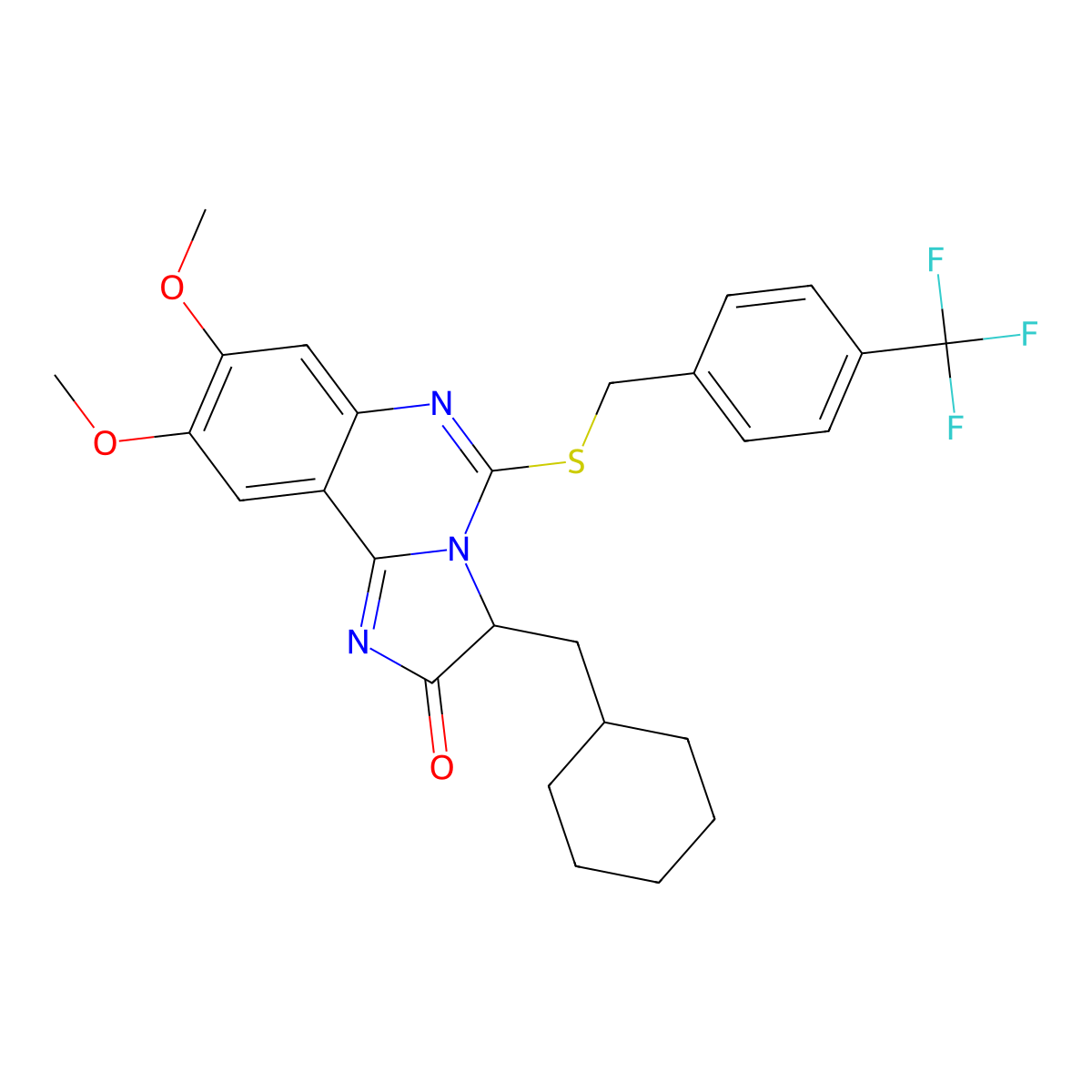 3-(cyclohexylmethyl)-8,9-dimethoxy-5-[[4-(trifluoromethyl)phenyl]methylsulfanyl]-3H-imidazo[1,2-c]quinazolin-2-one molecular structure, CAS 1023937-01-0