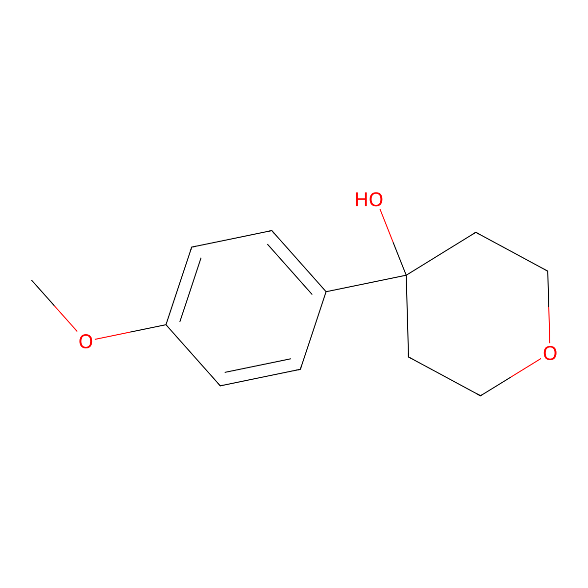 4-(4-Methoxyphenyl)-tetrahydro-2H-pyran-4-ol molecular structure, CAS 1023937-37-2