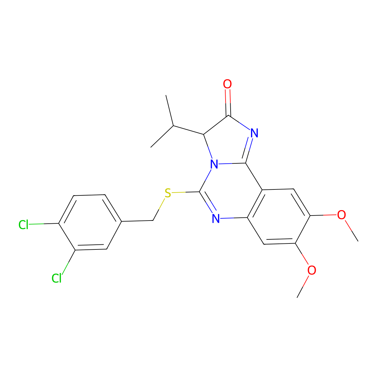 5-[(3,4-dichlorobenzyl)sulfanyl]-3-isopropyl-8,9-dimethoxyimidazo[1,2-c]quinazolin-2(3H)-one molecular structure, CAS 1023939-04-9