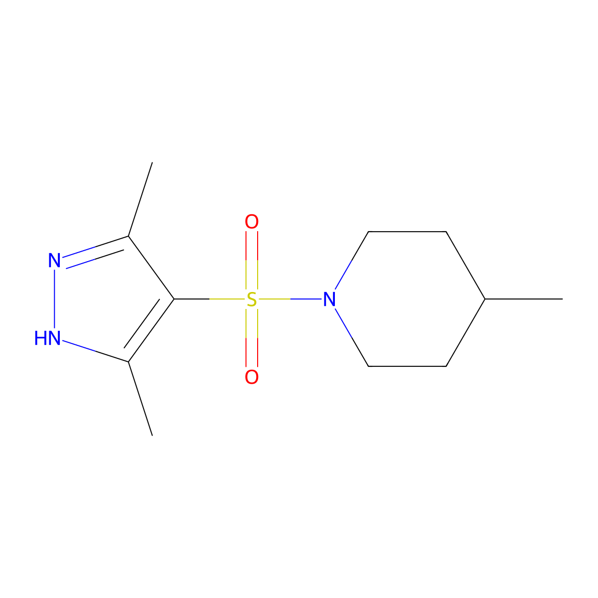 1-[(3,5-dimethyl-1H-pyrazol-4-yl)sulfonyl]-4-methylpiperidine molecular structure, CAS 1023947-94-5