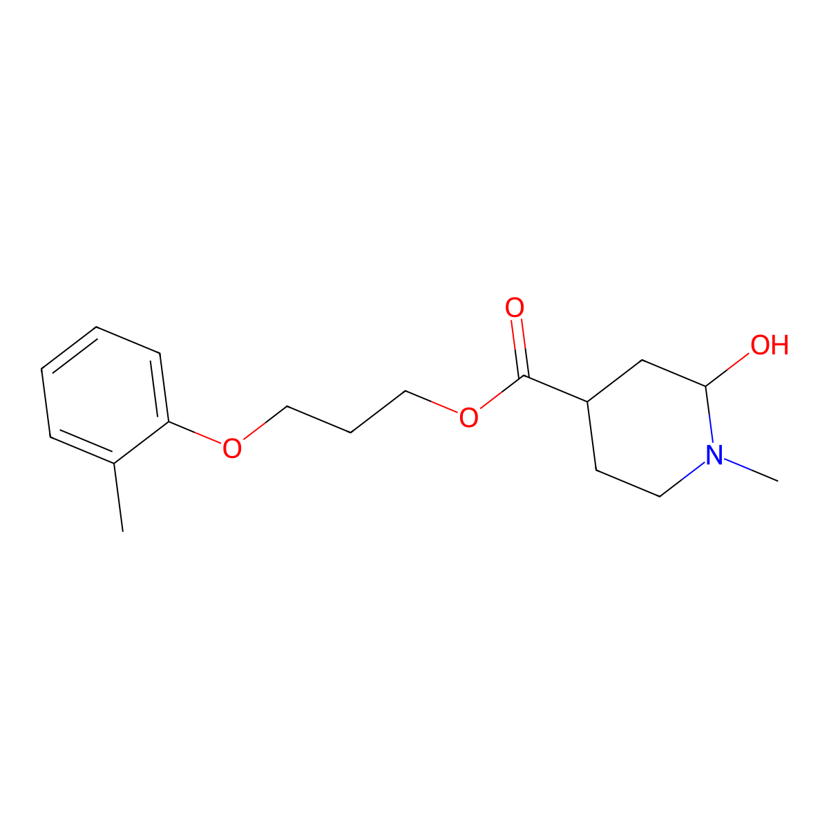3-(2-Methylphenoxy)propyl 2-hydroxy-1-methylpiperidine-4-carboxylate molecular structure, CAS 102395-68-6