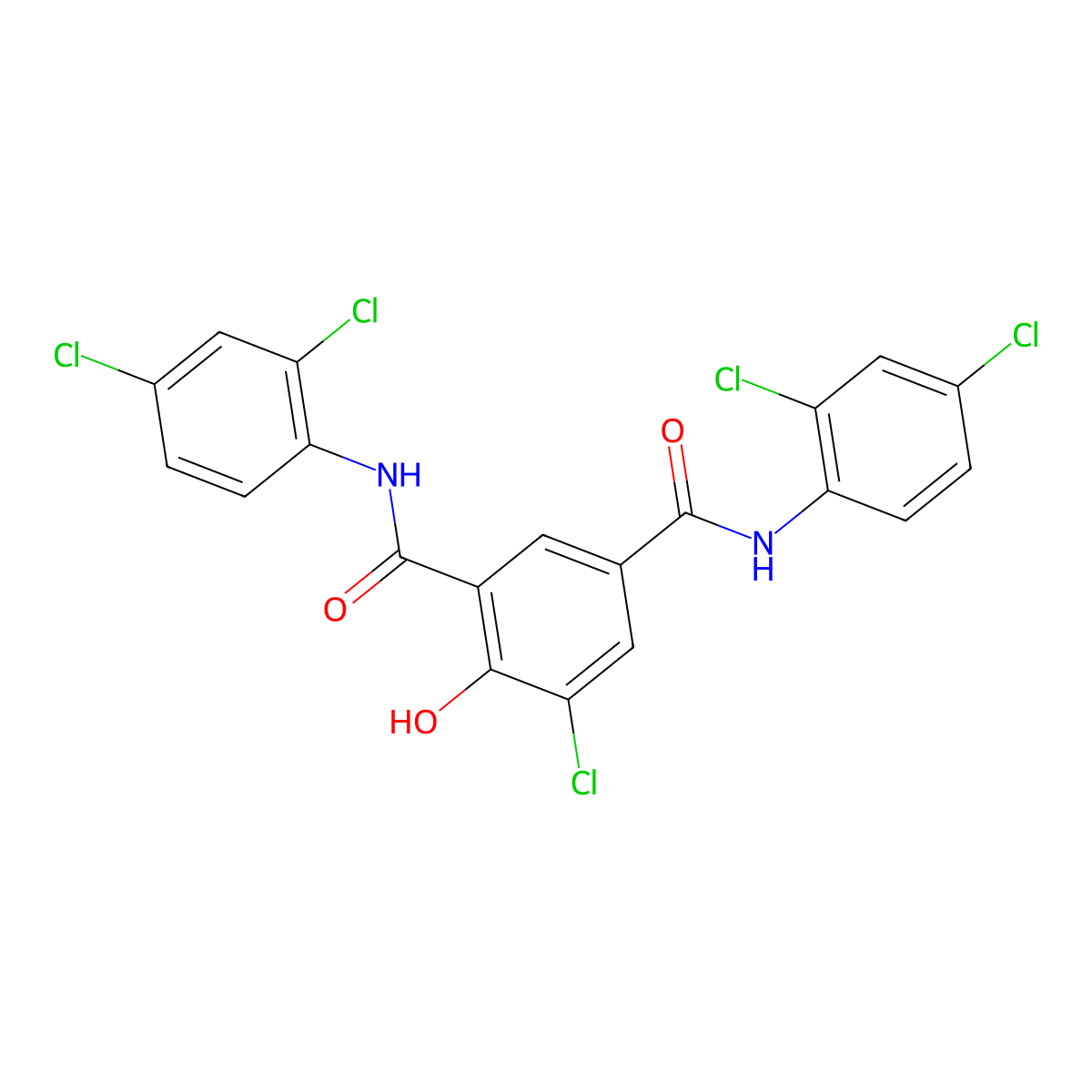 Isophthalanilide, 4-hydroxy-2',2'',4',4'',5-pentachloro- molecular structure, CAS 102395-72-2
