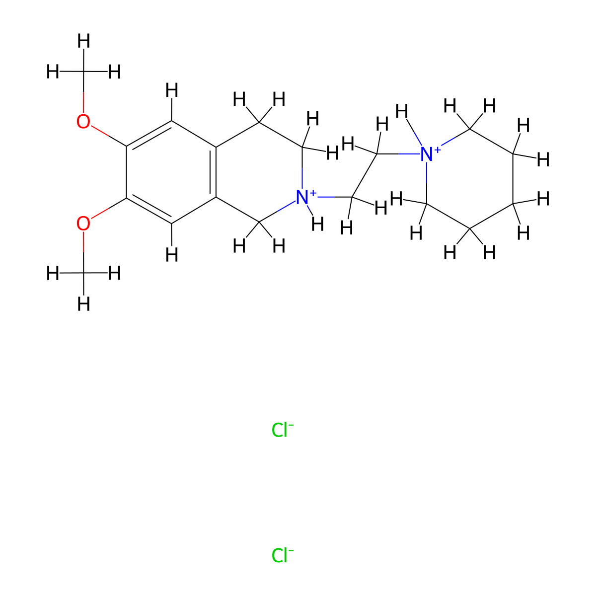 Isoquinoline, 1,2,3,4-tetrahydro-6,7-dimethoxy-2-(2-piperidinoethxy)-, dihydrochloride molecular structure, CAS 102395-78-8