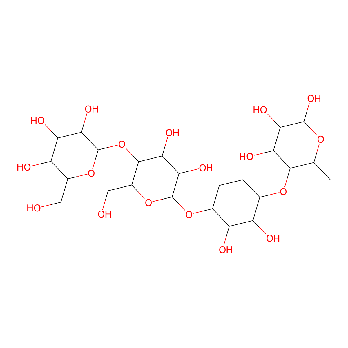 5-[4-[3,4-Dihydroxy-6-(hydroxymethyl)-5-[3,4,5-trihydroxy-6-(hydroxymethyl)oxan-2-yl]oxyoxan-2-yl]oxy-2,3-dihydroxycyclohexyl]oxy-6-methyloxane-2,3,4-triol molecular structure, CAS 1023968-29-7