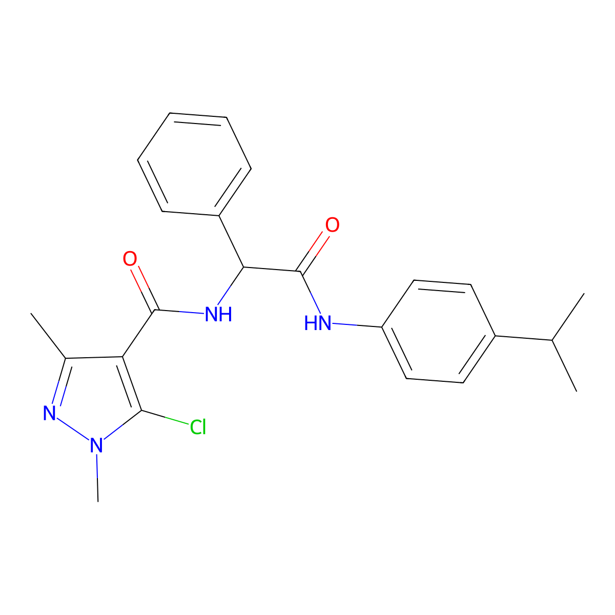 5-chloro-N-[2-(4-isopropylanilino)-2-oxo-1-phenylethyl]-1,3-dimethyl-1H-pyrazole-4-carboxamide molecular structure, CAS 1023970-81-1