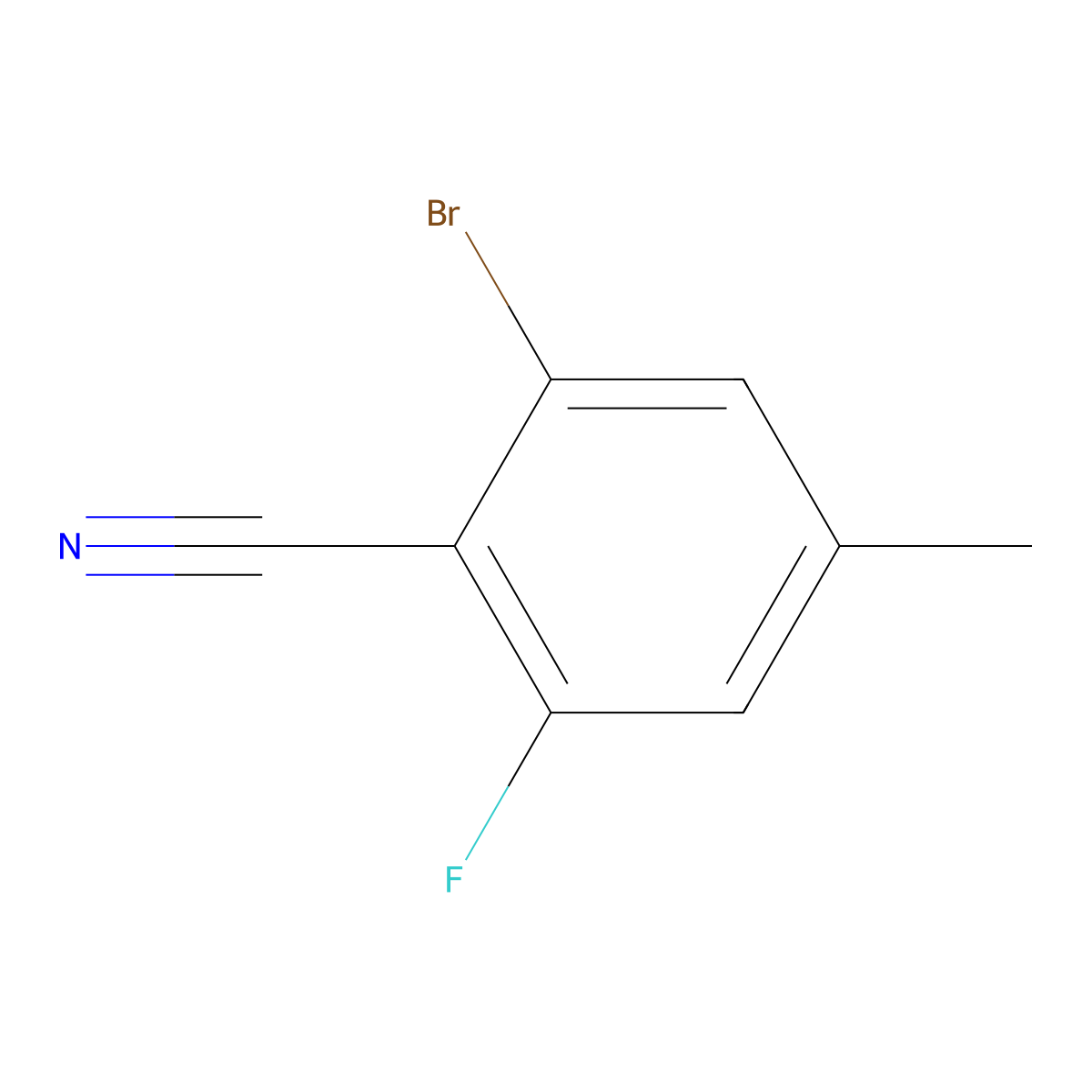 2-Bromo-6-fluoro-4-methylbenzonitrile molecular structure, CAS 1023971-89-2