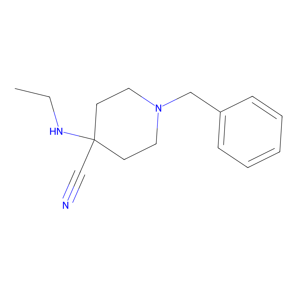 1-Benzyl-4-(ethylamino)piperidine-4-carbonitrile molecular structure, CAS 1024-16-4