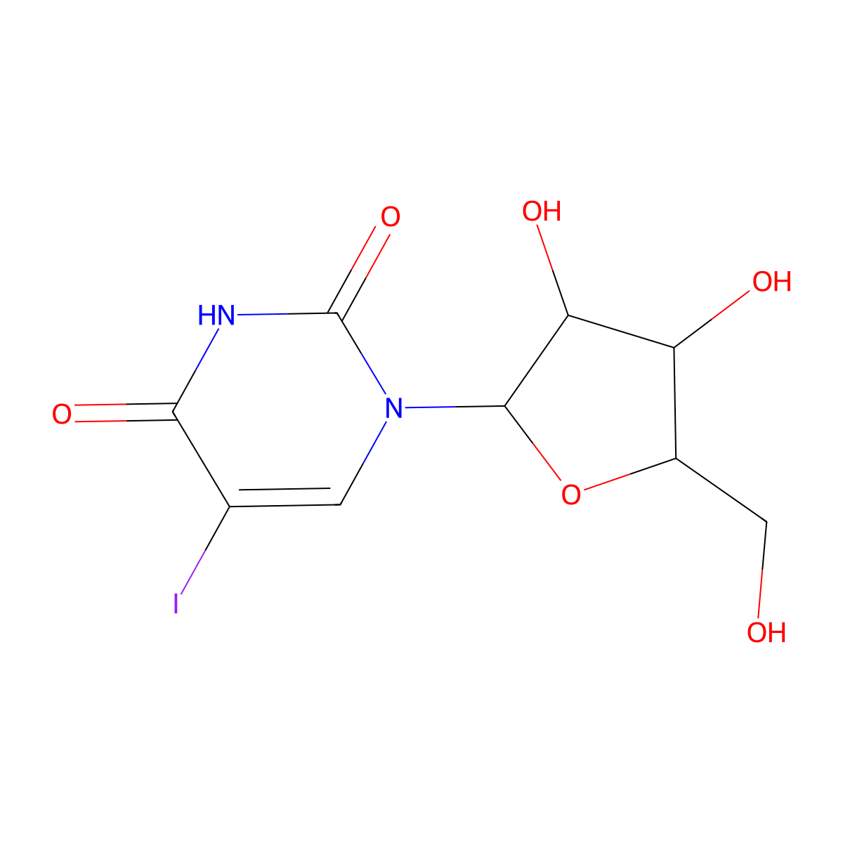 5-Iodouridine molecular structure, CAS 1024-99-3