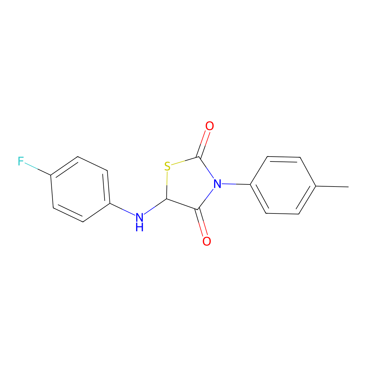 5-[(4-Fluorophenyl)amino]-3-(4-methylphenyl)-1,3-thiazolidine-2,4-dione molecular structure, CAS 1024011-93-5