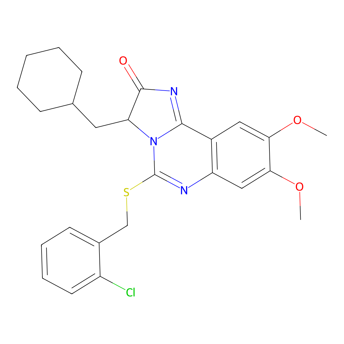 5-[(2-chlorobenzyl)sulfanyl]-3-(cyclohexylmethyl)-8,9-dimethoxyimidazo[1,2-c]quinazolin-2(3H)-one molecular structure, CAS 1024013-32-8