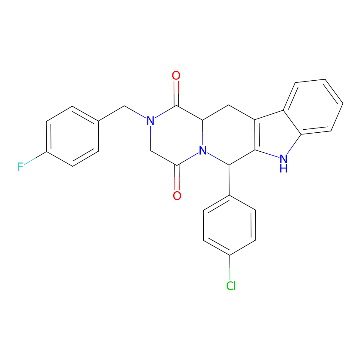 2-(4-Chlorophenyl)-6-[(4-fluorophenyl)methyl]-3,6,17-triazatetracyclo[8.7.0.03,8.011,16]heptadeca-1(10),11,13,15-tetraene-4,7-dione molecular structure, CAS 1024014-21-8