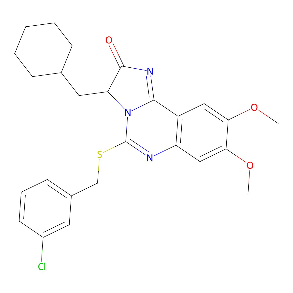 5-[(3-chlorobenzyl)sulfanyl]-3-(cyclohexylmethyl)-8,9-dimethoxyimidazo[1,2-c]quinazolin-2(3H)-one molecular structure, CAS 1024017-13-7
