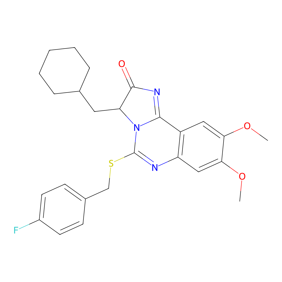 3-(cyclohexylmethyl)-5-[(4-fluorobenzyl)sulfanyl]-8,9-dimethoxyimidazo[1,2-c]quinazolin-2(3H)-one molecular structure, CAS 1024017-29-5