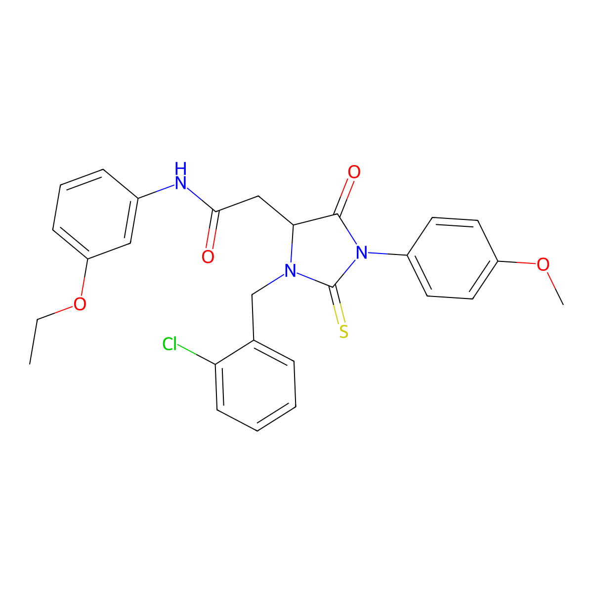 3-[(2-Chlorophenyl)methyl]-N-(3-ethoxyphenyl)-1-(4-methoxyphenyl)-5-oxo-2-thioxo-4-imidazolidineacetamide molecular structure, CAS 1024017-54-6