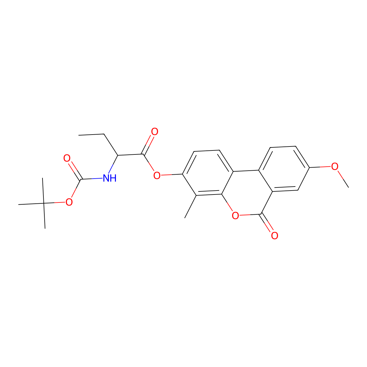 8-methoxy-4-methyl-6-oxo-6H-benzo[c]chromen-3-yl 2-[(tert-butoxycarbonyl)amino]butanoate molecular structure, CAS 1024018-07-2