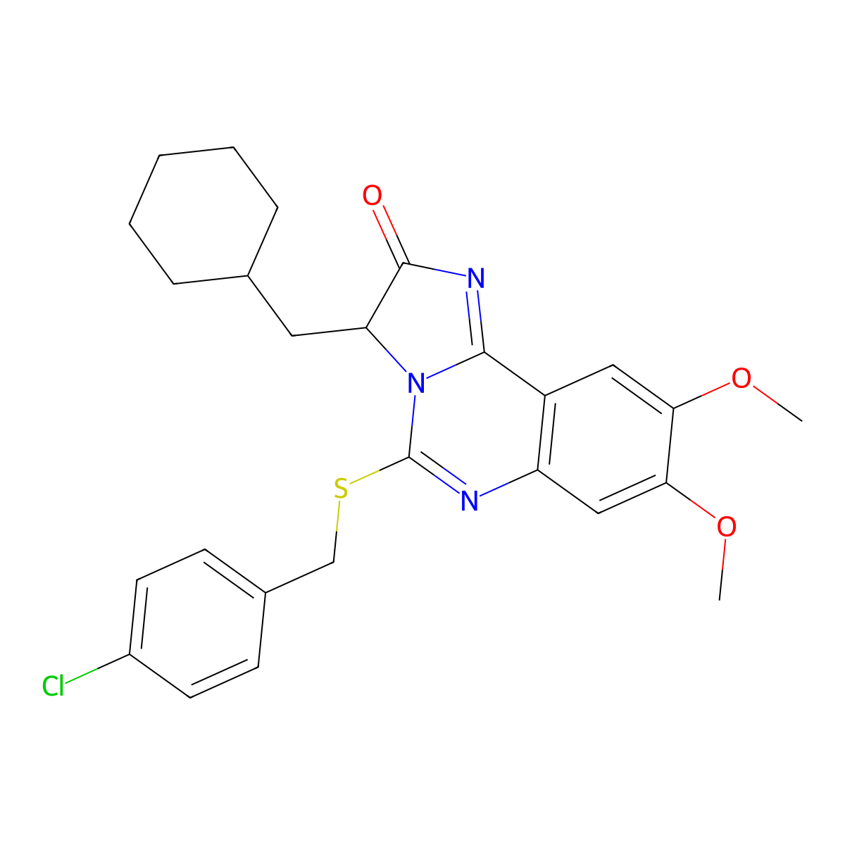 5-[(4-chlorobenzyl)sulfanyl]-3-(cyclohexylmethyl)-8,9-dimethoxyimidazo[1,2-c]quinazolin-2(3H)-one molecular structure, CAS 1024018-78-7