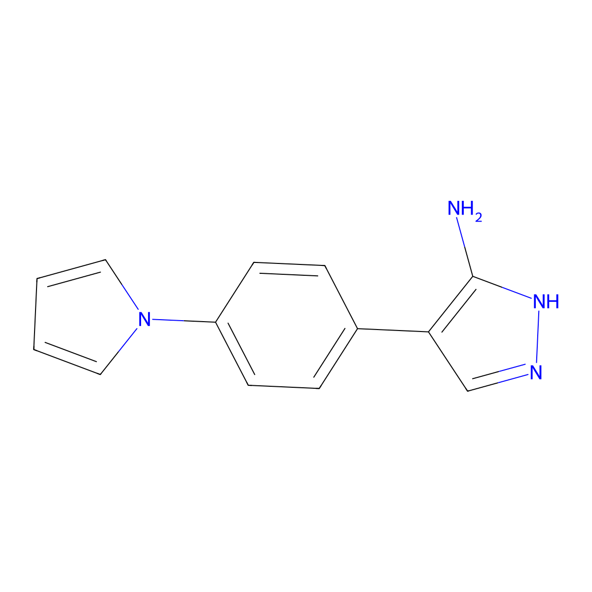 4-[4-(1H-pyrrol-1-yl)phenyl]-1H-pyrazol-5-amine molecular structure, CAS 1024019-01-9