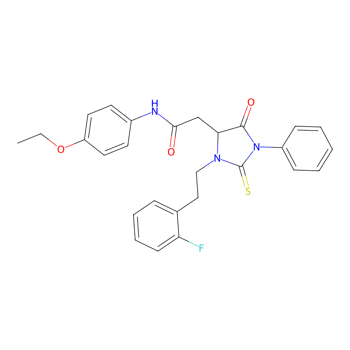 N-(4-ethoxyphenyl)-2-{3-[2-(2-fluorophenyl)ethyl]-5-oxo-1-phenyl-2-thioxoimidazolidin-4-yl}acetamide molecular structure, CAS 1024020-18-5