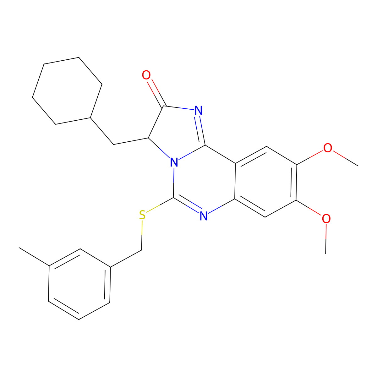 3-(cyclohexylmethyl)-8,9-dimethoxy-5-[(3-methylbenzyl)sulfanyl]imidazo[1,2-c]quinazolin-2(3H)-one molecular structure, CAS 1024020-22-1