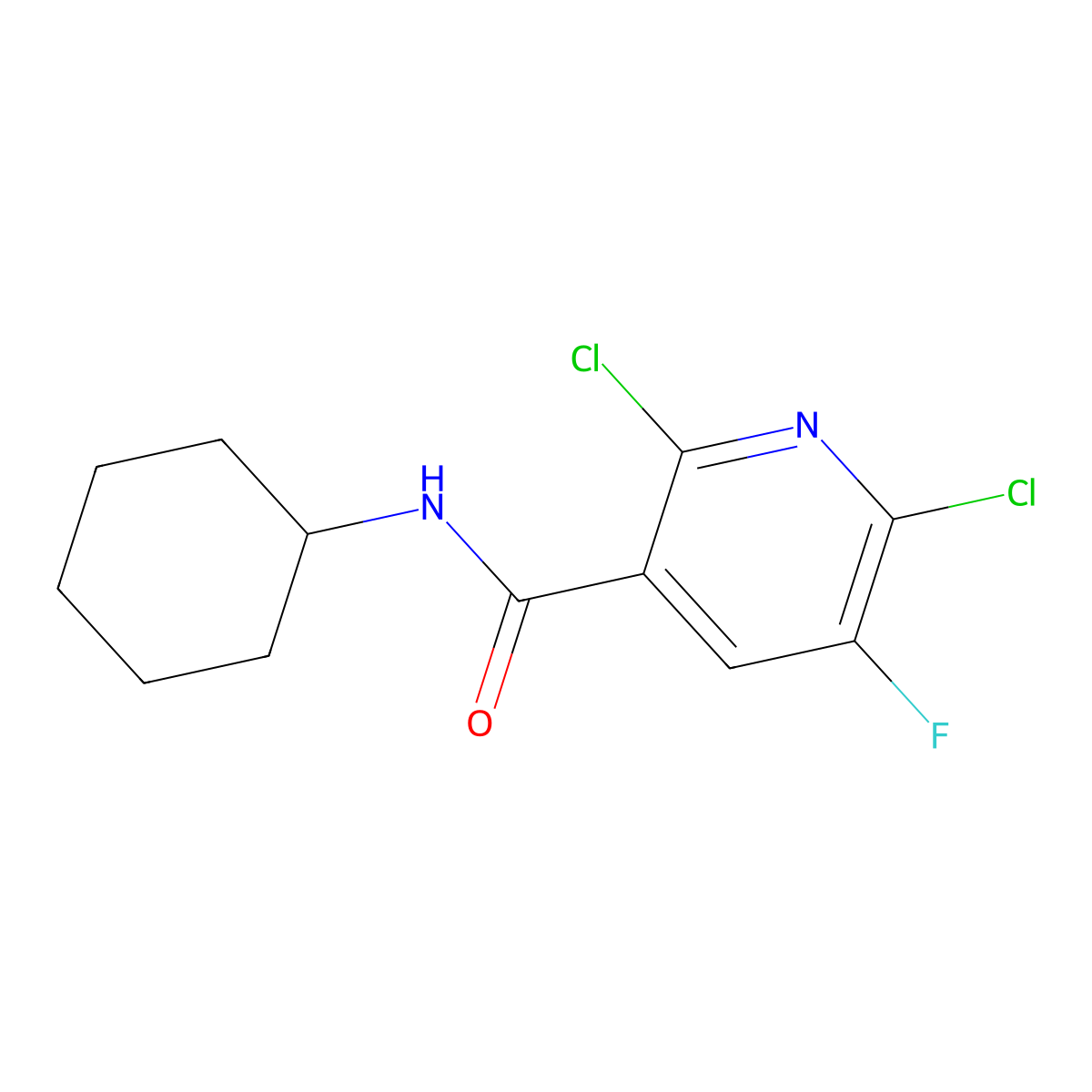 2,6-dichloro-N-cyclohexyl-5-fluoronicotinamide molecular structure, CAS 1024038-17-2
