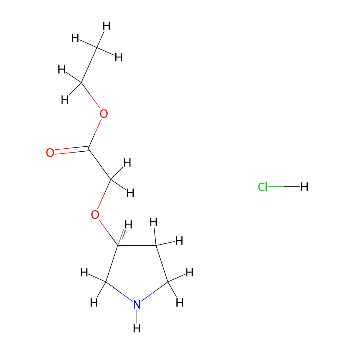 Ethyl 2-[(3S)-3-pyrrolidinyloxy]acetate HCl molecular structure, CAS 1024038-27-4