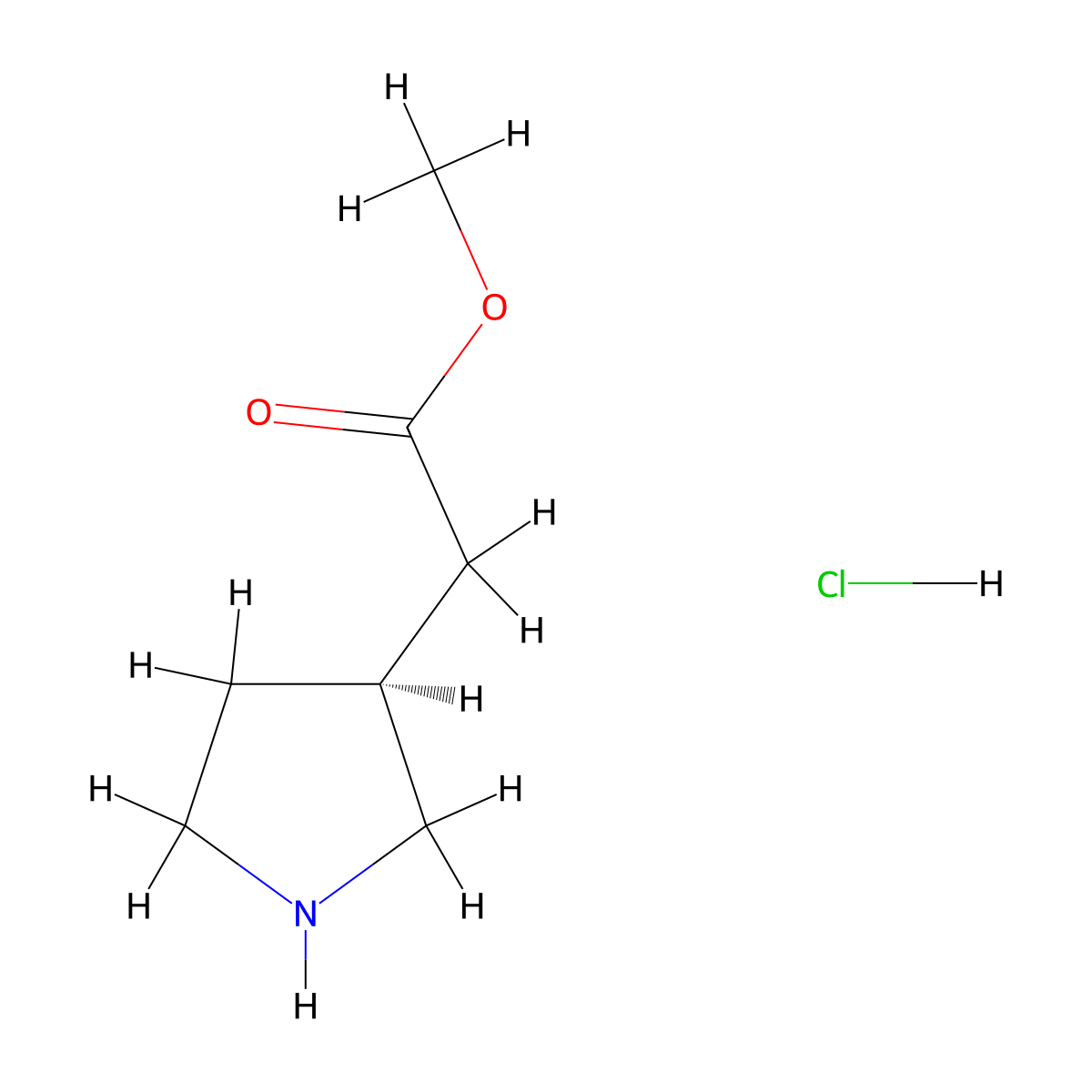 Methyl (S)-pyrrolidin-3-yl-acetate hydrochloride molecular structure, CAS 1024038-33-2