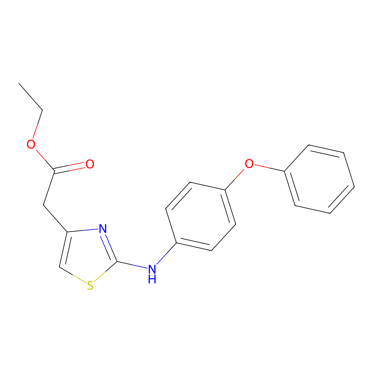 Ethyl 2-{2-[(4-phenoxyphenyl)amino]-1,3-thiazol-4-yl}acetate molecular structure, CAS 1024040-00-3
