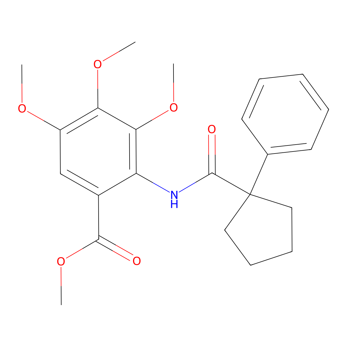Methyl 3,4,5-trimethoxy-2-((phenylcyclopentyl)carbonylamino)benzoate molecular structure, CAS 1024040-65-0