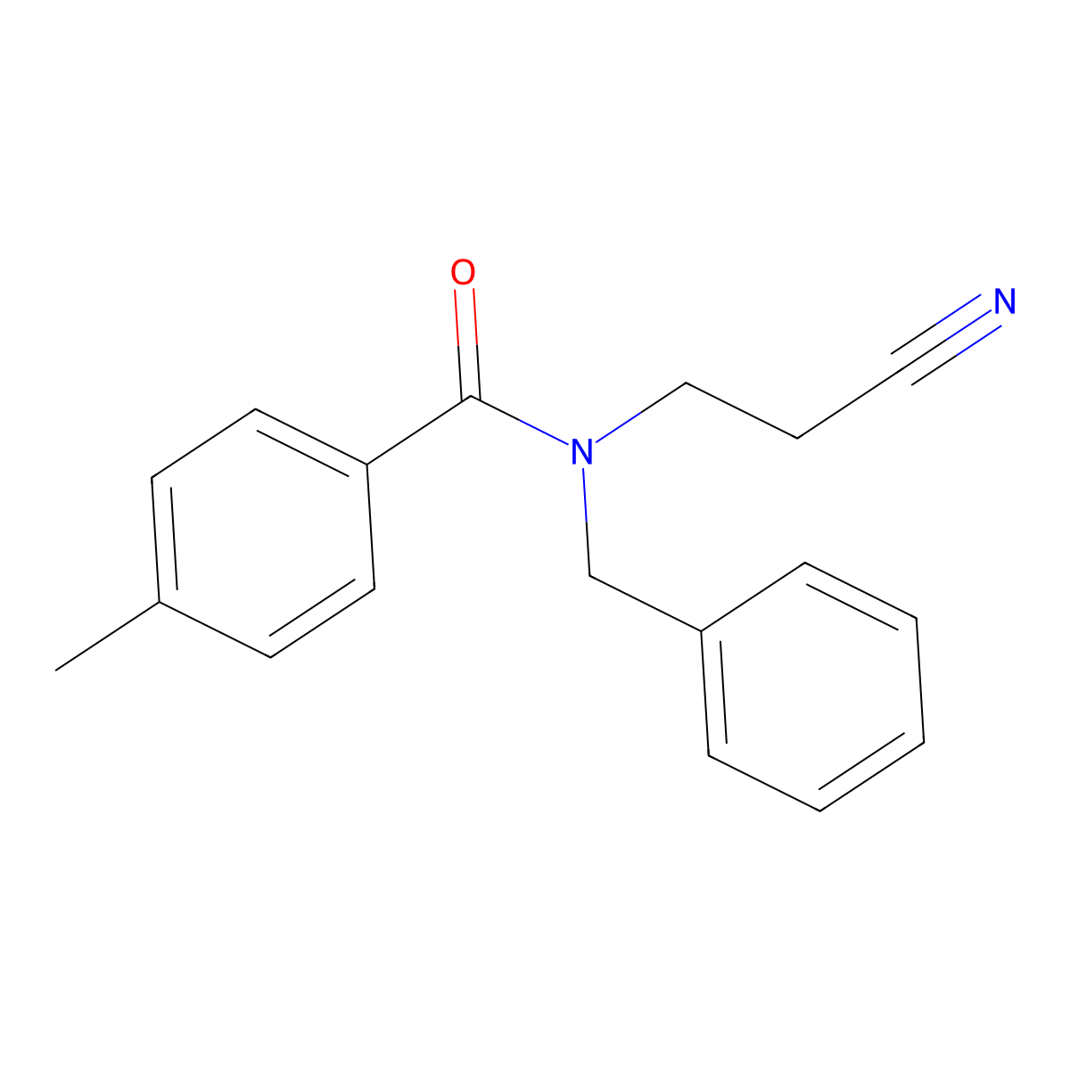 N-benzyl-N-(2-cyanoethyl)-4-methylbenzamide molecular structure, CAS 1024043-94-4
