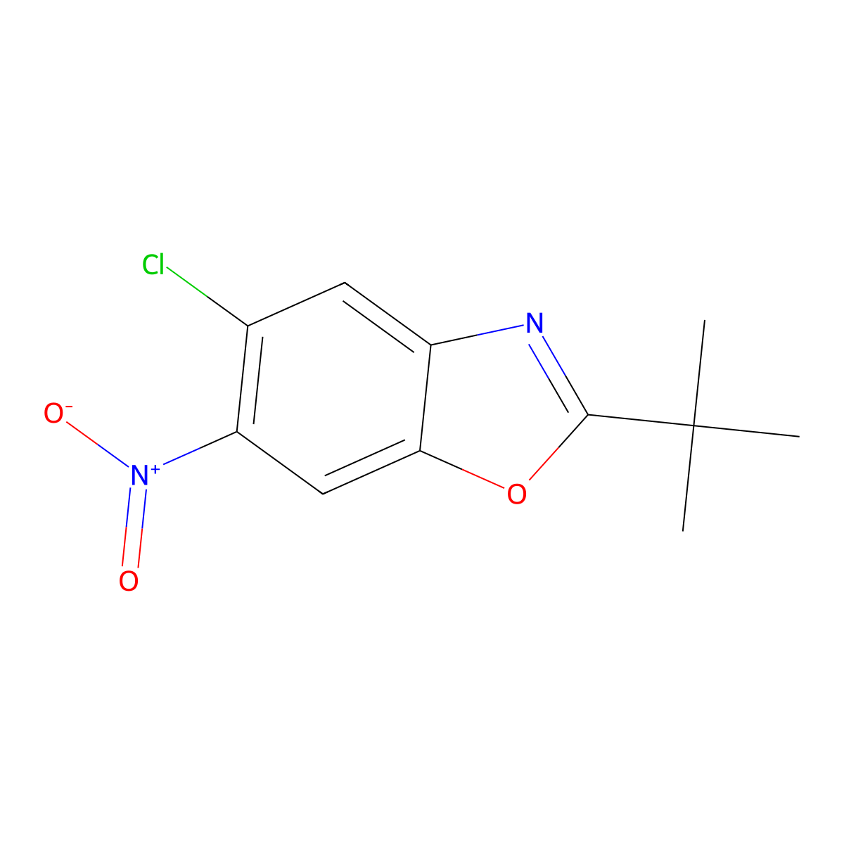 2-Tert-butyl-5-chloro-6-nitrobenzoxazole molecular structure, CAS 102405-54-9