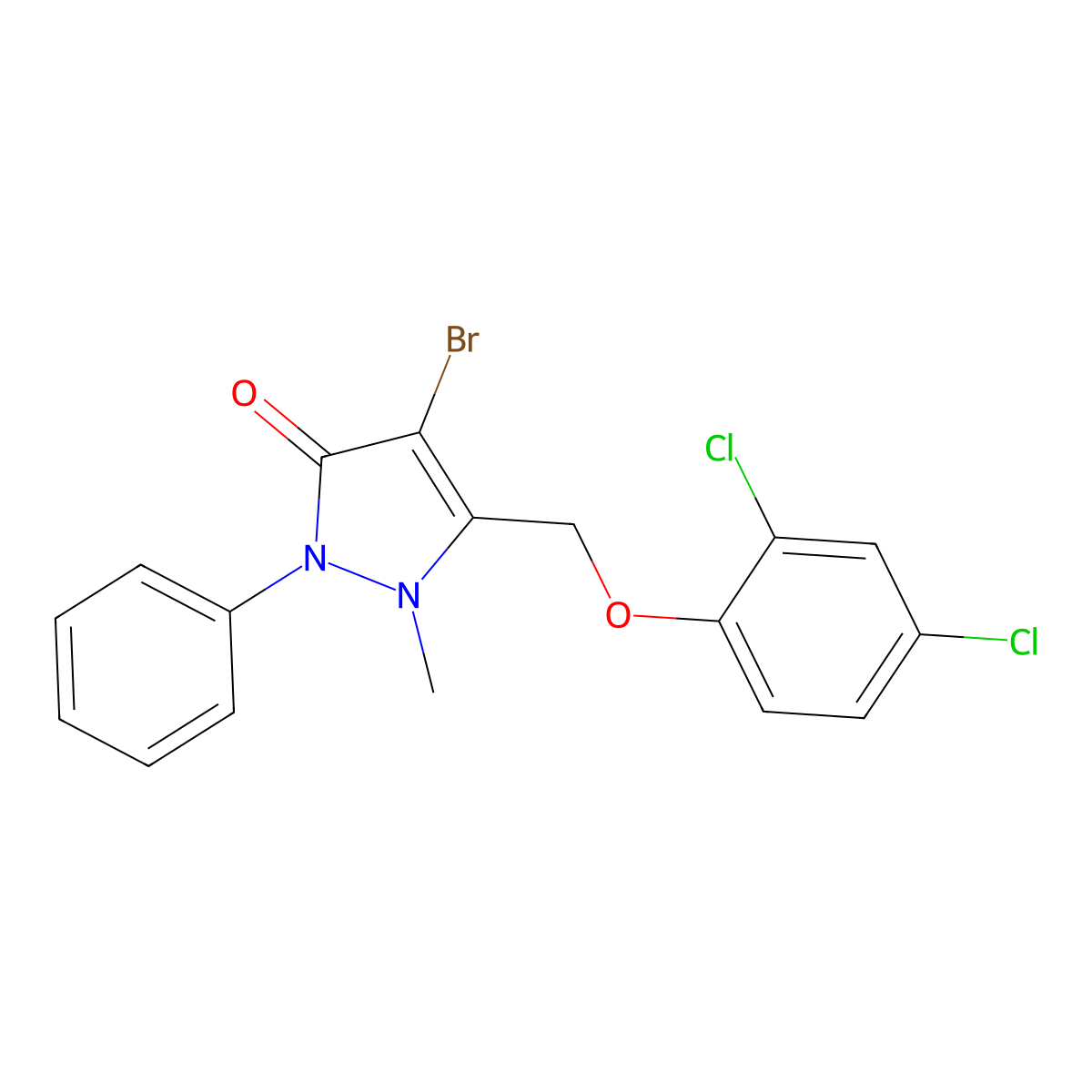 3-((2,4-Dichlorophenoxy)methyl)-4-bromo-2-methyl-1-phenyl-3-pyrazolin-5-one molecular structure, CAS 1024052-48-9