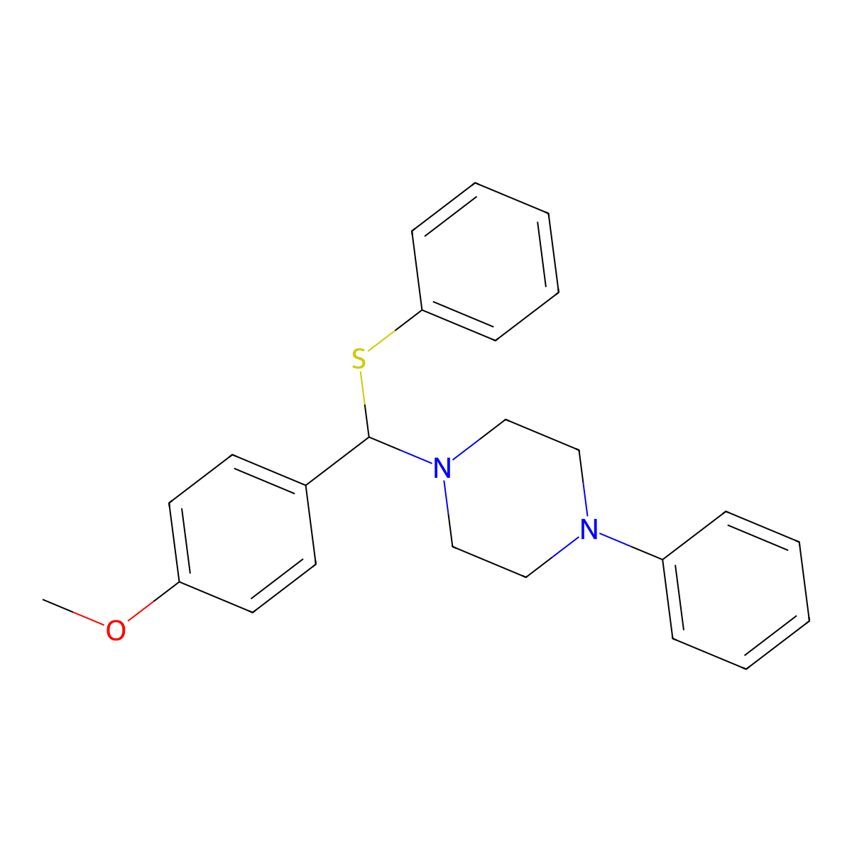 4-Methoxy-1-((4-phenylpiperazinyl)phenylthiomethyl)benzene molecular structure, CAS 1024052-83-2