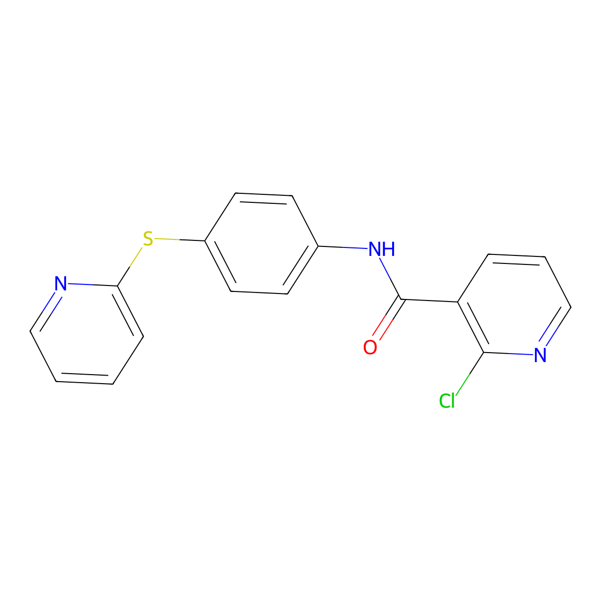 2-chloro-N-(4-pyridin-2-ylsulfanylphenyl)pyridine-3-carboxamide molecular structure, CAS 1024057-45-1