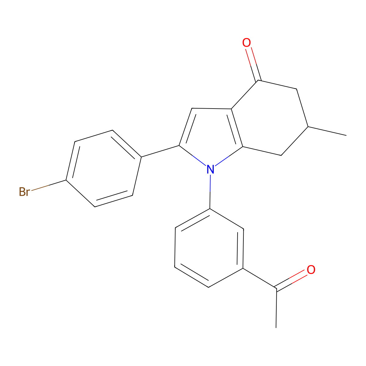 1-(3-acetylphenyl)-2-(4-bromophenyl)-6-methyl-6,7-dihydro-5H-indol-4-one molecular structure, CAS 1024057-48-4