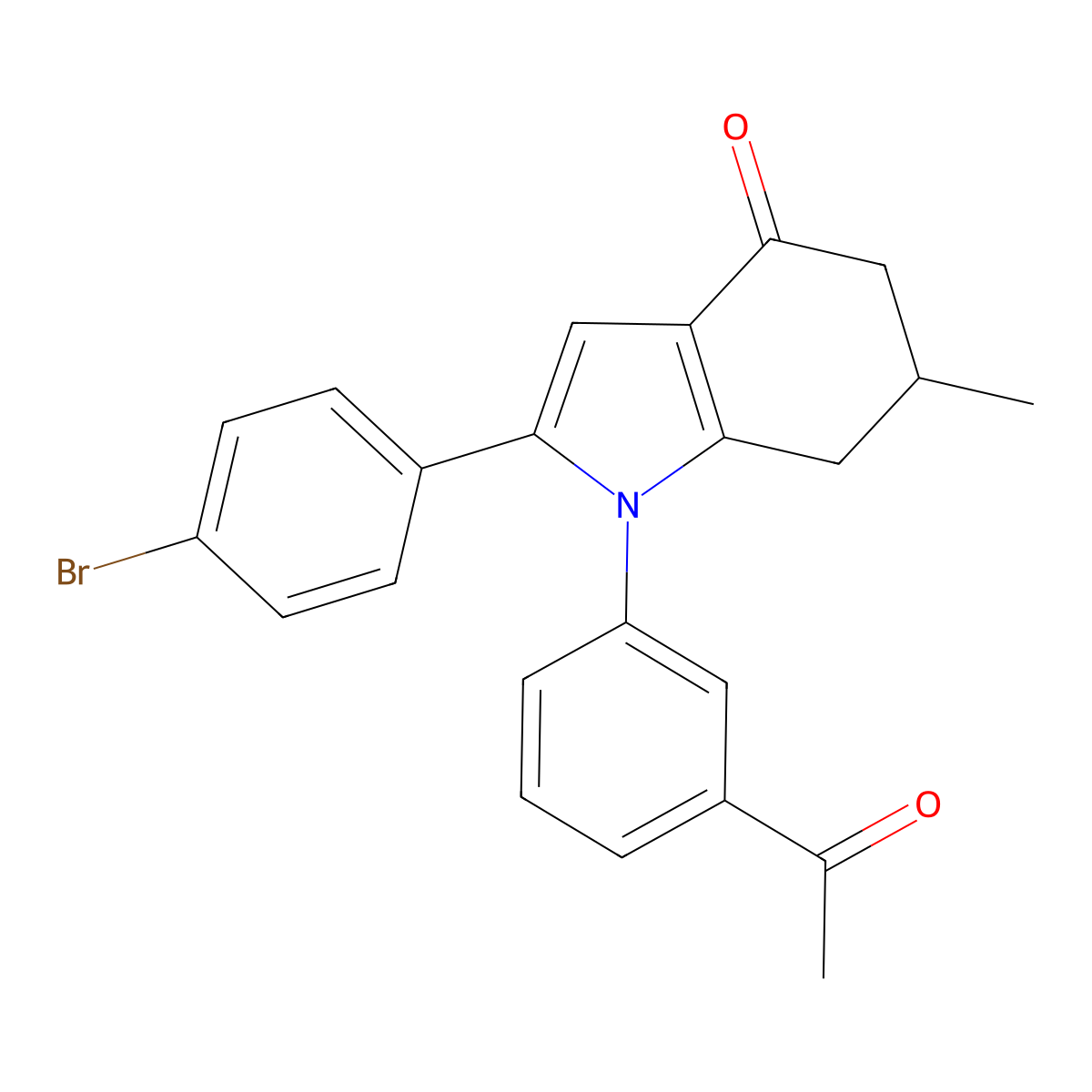1-(3-acetylphenyl)-2-(4-bromophenyl)-6-methyl-6,7-dihydro-5H-indol-4-one molecular structure, CAS 1024057-48-4