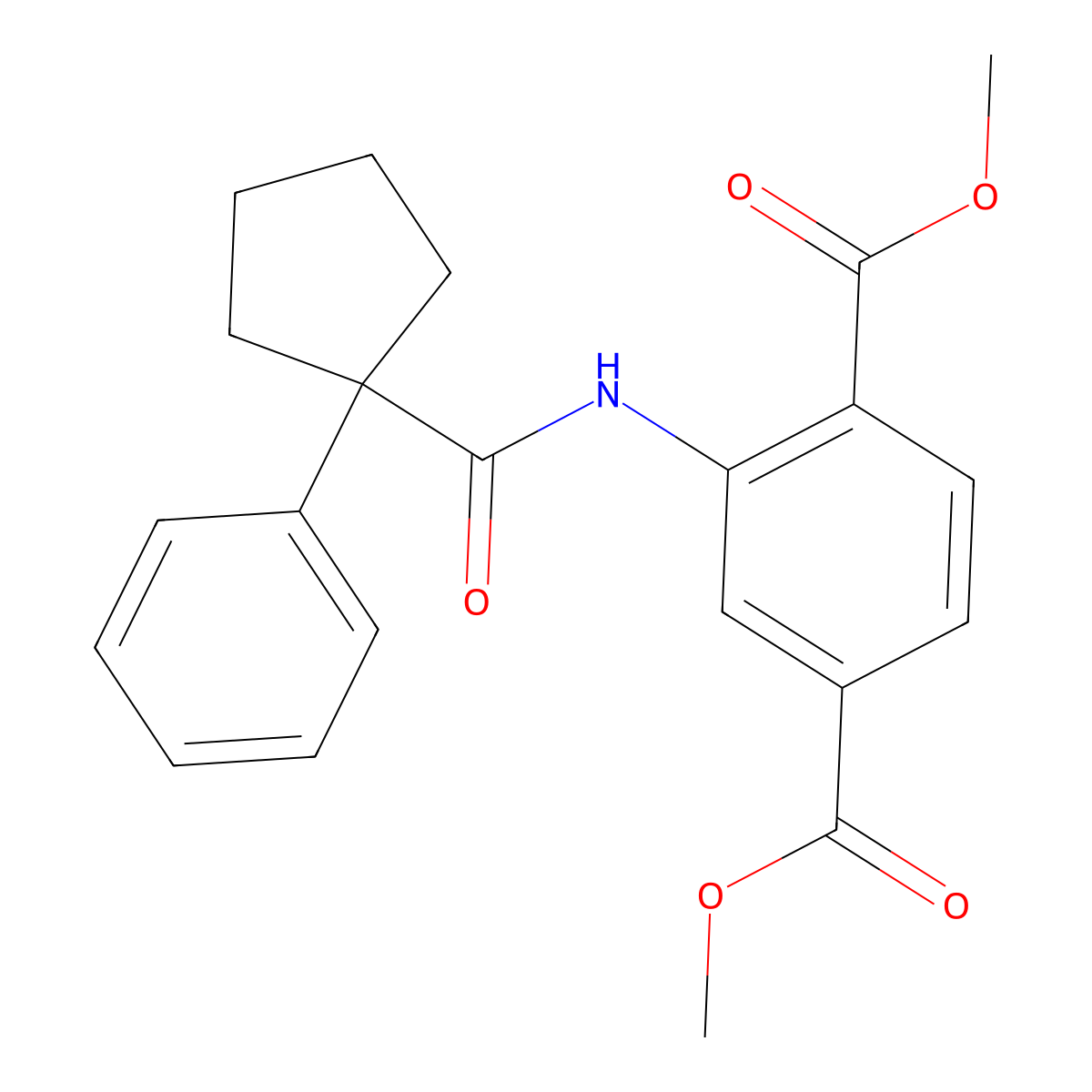 Methyl 4-(methoxycarbonyl)-3-((phenylcyclopentyl)carbonylamino)benzoate molecular structure, CAS 1024058-11-4