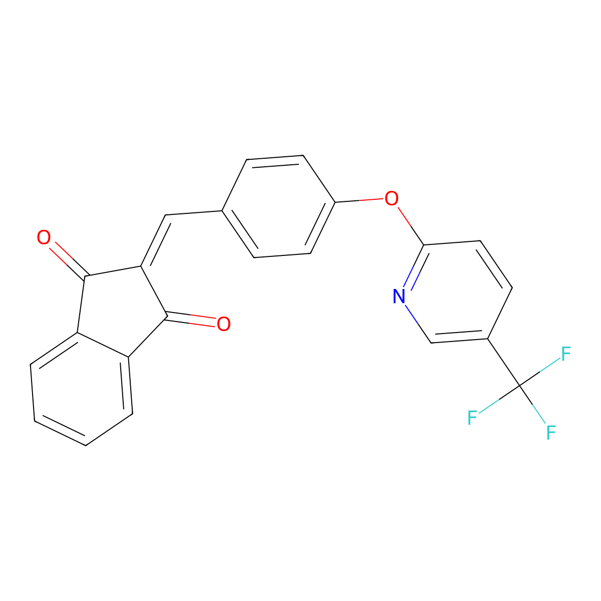 2-((4-(5-(Trifluoromethyl)-2-pyridyloxy)phenyl)methylene)indane-1,3-dione molecular structure, CAS 1024061-18-4