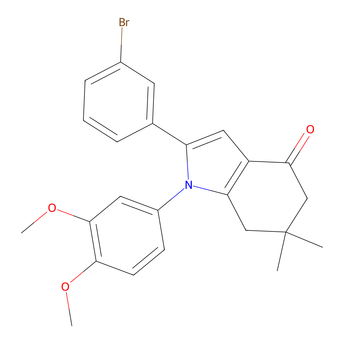 2-(3-Bromophenyl)-1-(3,4-dimethoxyphenyl)-6,6-dimethyl-5,7-dihydroindol-4-one molecular structure, CAS 1024061-21-9