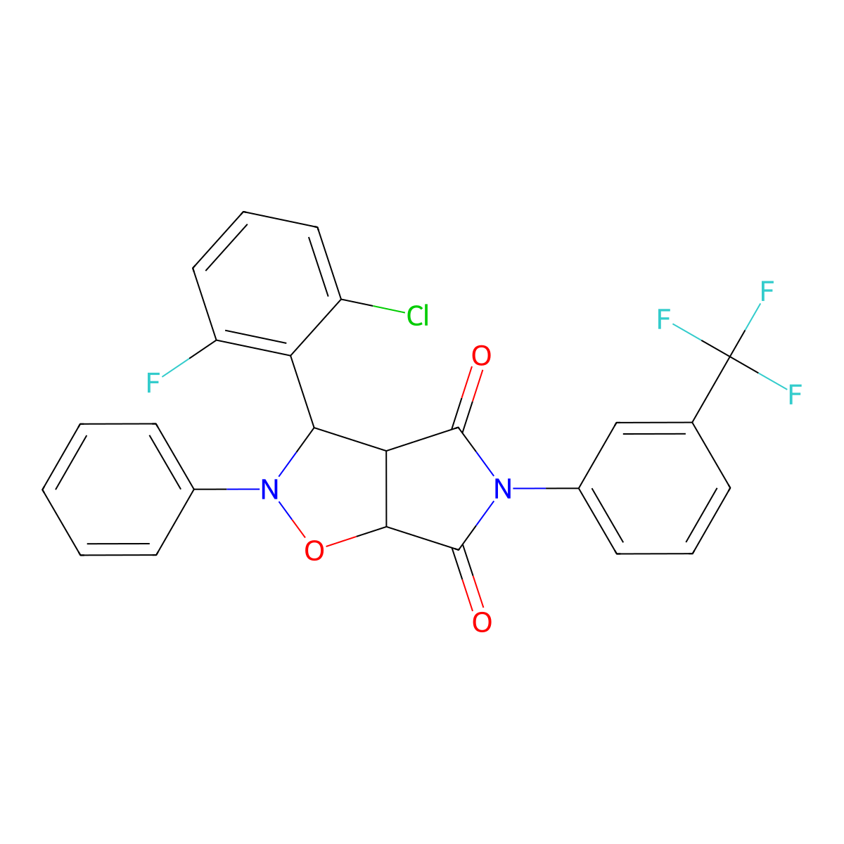 3-(2-chloro-6-fluorophenyl)-2-phenyl-5-[3-(trifluoromethyl)phenyl]dihydro-2H-pyrrolo[3,4-d][1,2]oxazole-4,6(3H,5H)-dione molecular structure, CAS 1024064-14-9