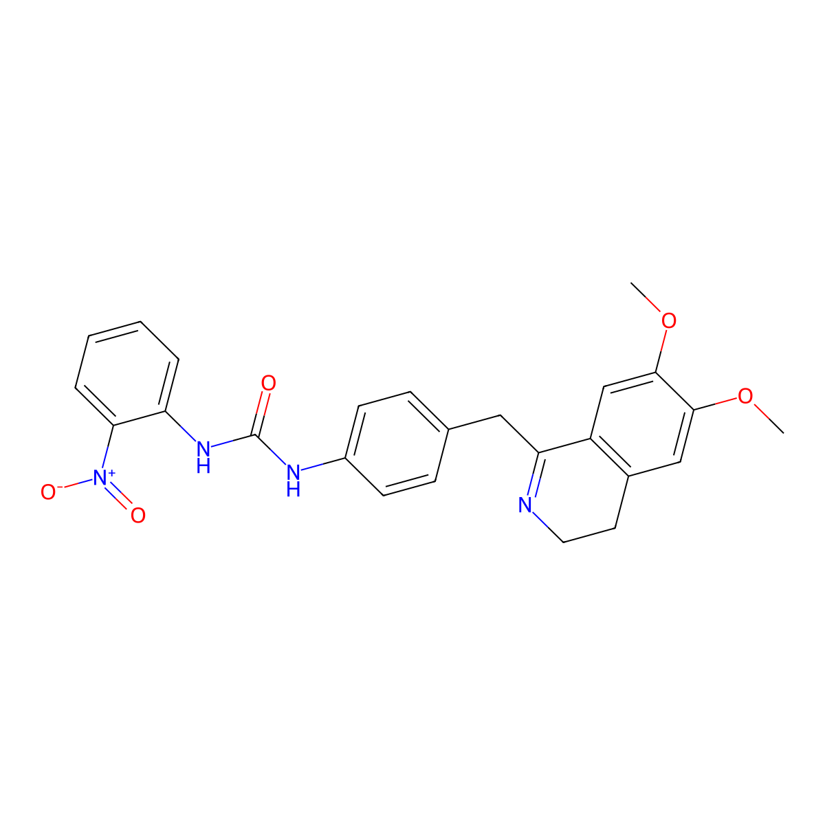 1-[4-[(6,7-Dimethoxy-3,4-dihydroisoquinolin-1-yl)methyl]phenyl]-3-(2-nitrophenyl)urea molecular structure, CAS 1024068-70-9