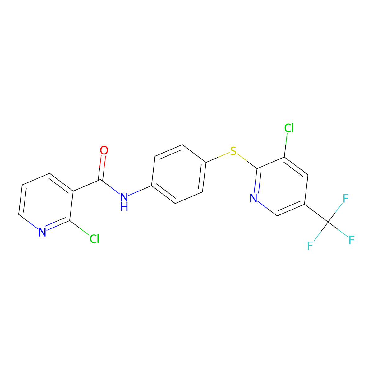 2-chloro-N-[4-[3-chloro-5-(trifluoromethyl)pyridin-2-yl]sulfanylphenyl]pyridine-3-carboxamide molecular structure, CAS 1024069-88-2